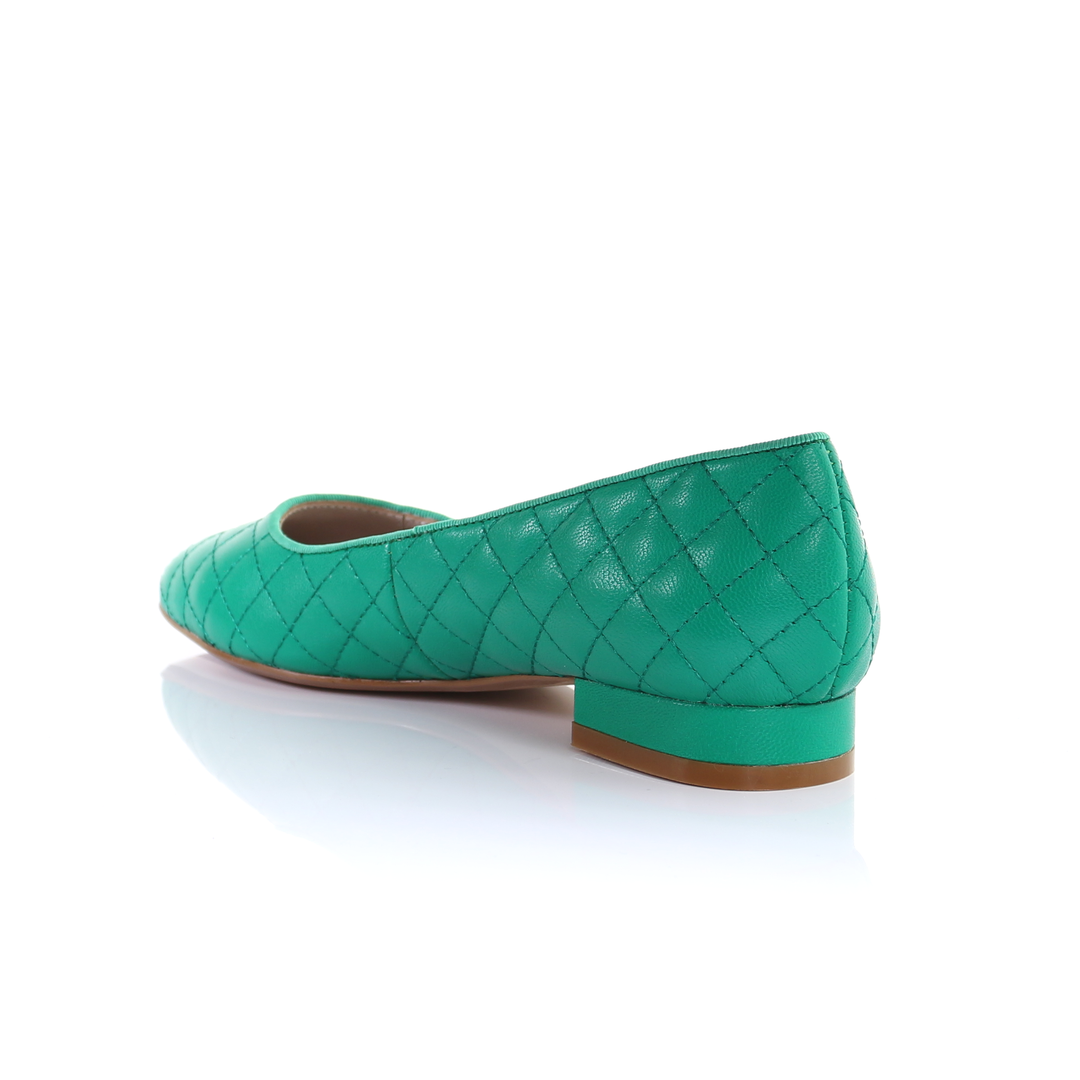Classic Leather Square Toe Ballerina - (Green)
