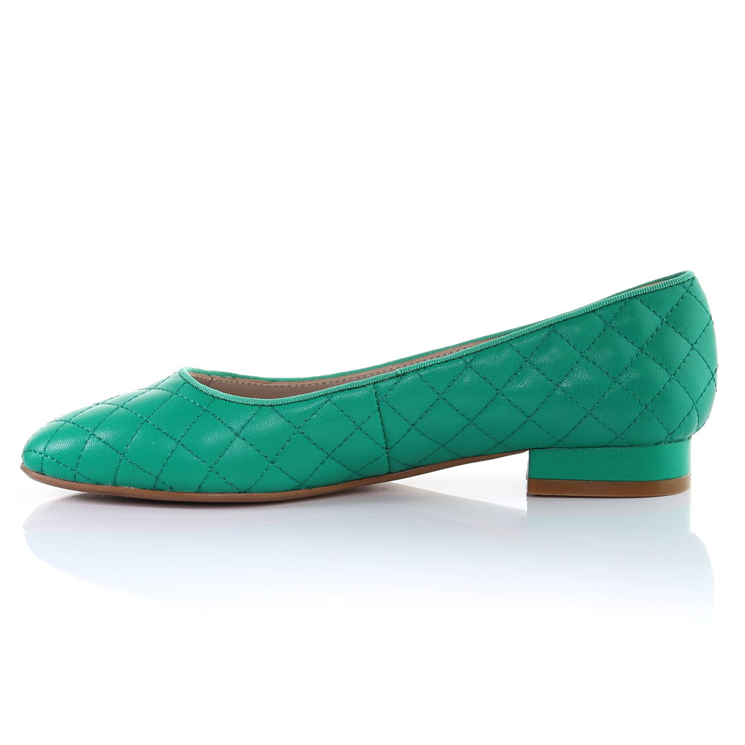 Classic Leather Square Toe Ballerina - (Green)