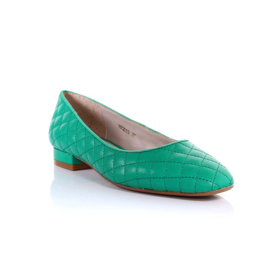 Classic Leather Square Toe Ballerina - (Green)