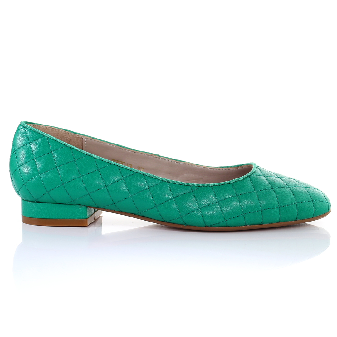 Classic Leather Square Toe Ballerina - (Green)