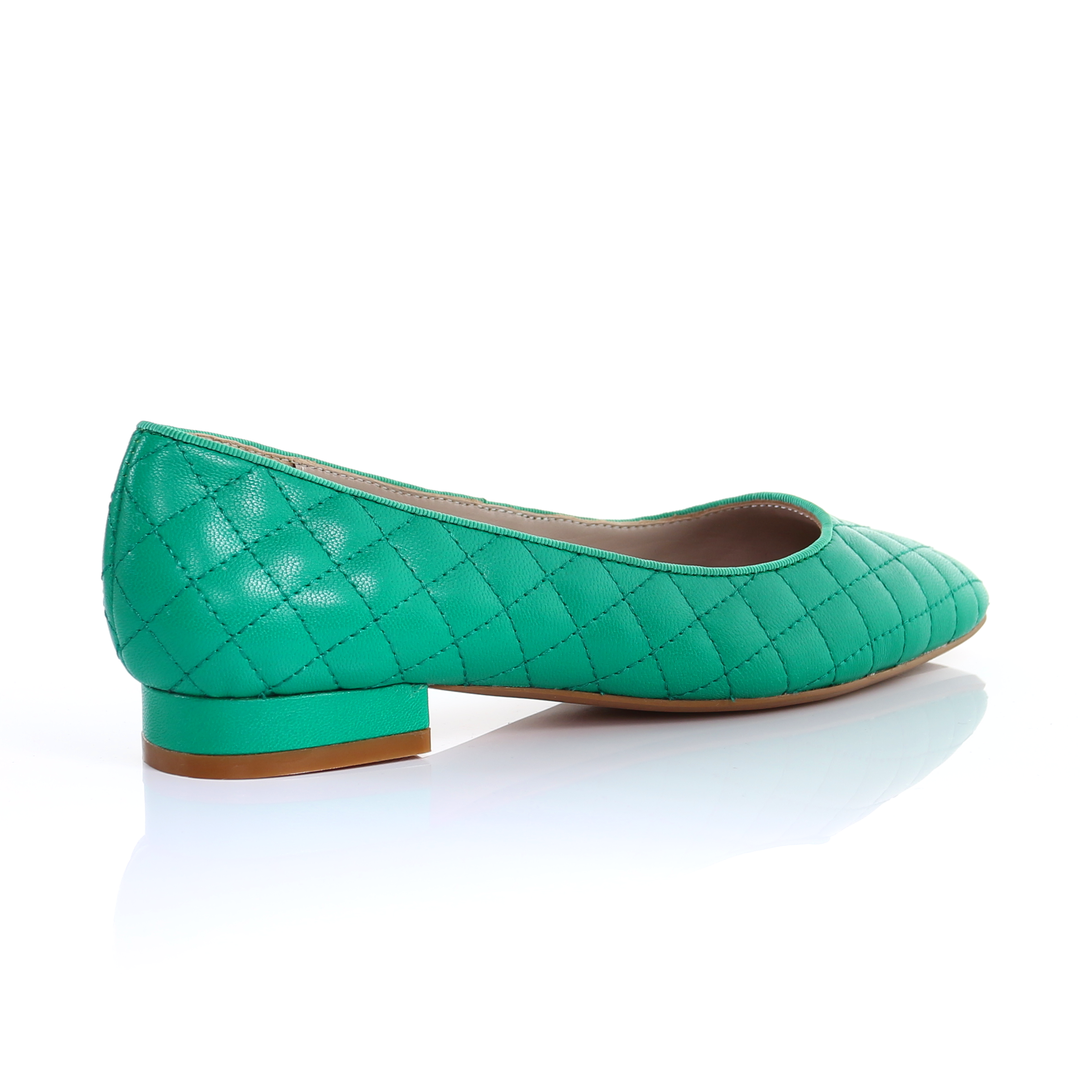 Classic Leather Square Toe Ballerina - (Green)