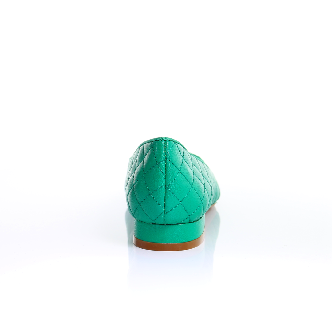 Classic Leather Square Toe Ballerina - (Green)