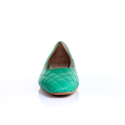 Classic Leather Square Toe Ballerina - (Green)