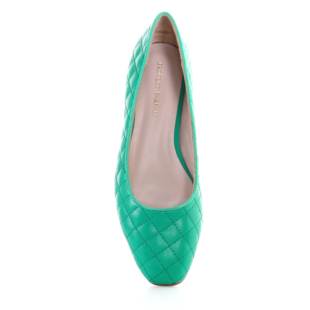 Classic Leather Square Toe Ballerina - (Green)