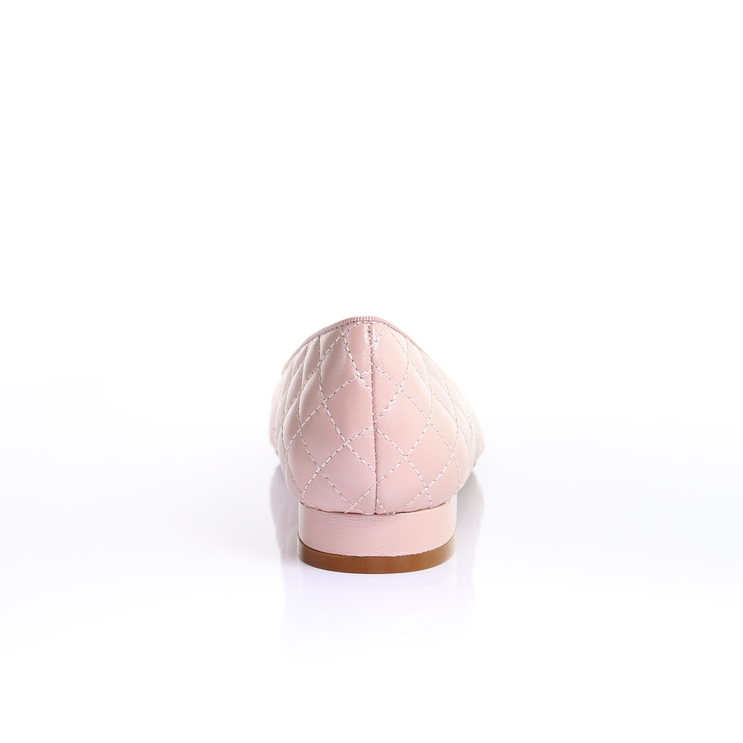 Classic Leather Square Toe Ballerina - (Peral Pink)