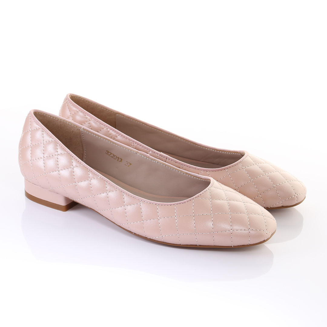 Classic Leather Square Toe Ballerina - (Peral Pink)