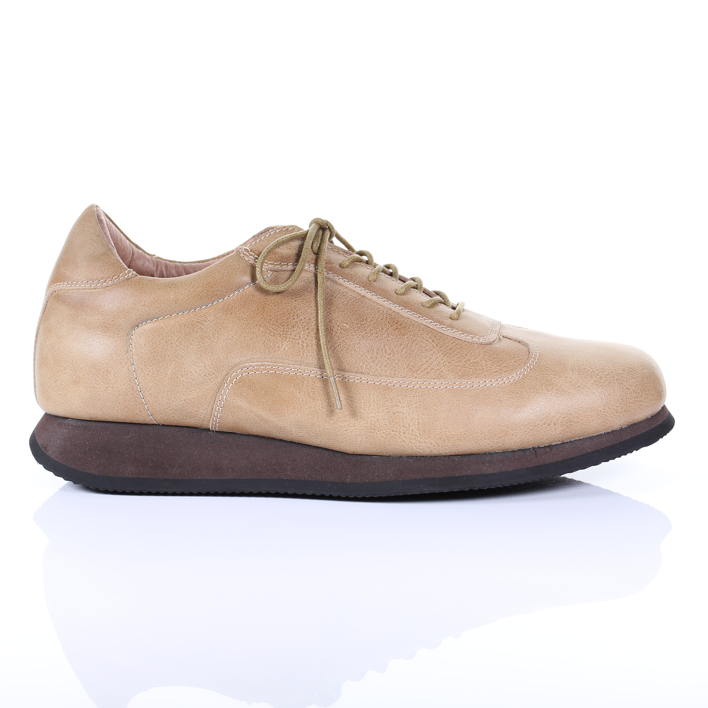 Men's Style Lace Up Leather Casual Shoes (Beige)