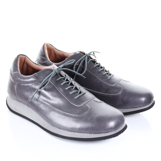 Men's Style Lace Up Leather Casual Shoes (Grey)
