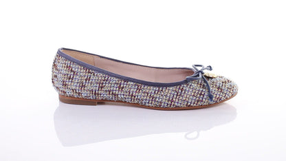 Embroidered fabric ballerina (Blue)