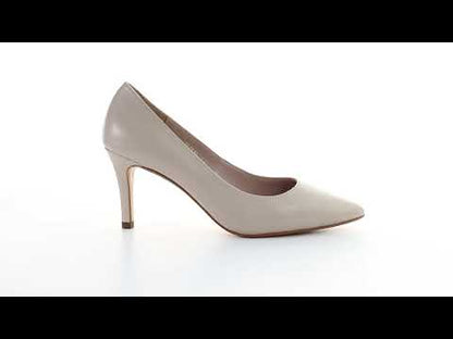 Leather 8cm Pin Heel Pointed Toe Pumps-Beige