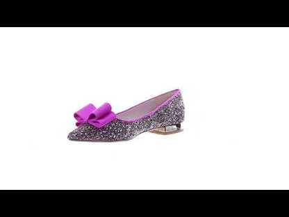 Glitter pointed toe bow ballerina (Peach)
