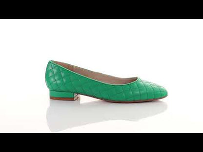 Classic Leather Square Toe Ballerina - (Green)