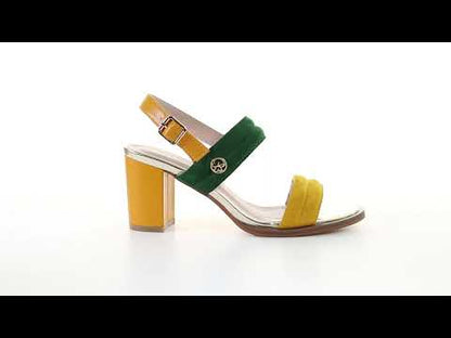 Double strappy 7.5cm block heel sandal-Mustard