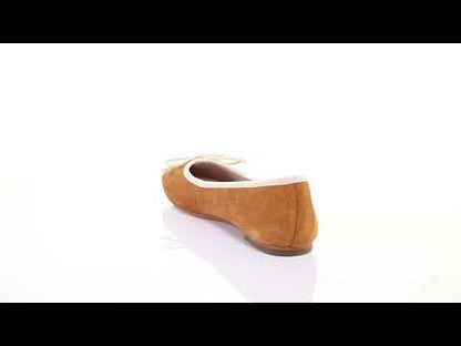 Bow suede ballerina (Camel)