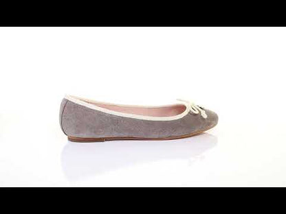 Bow suede ballerina (Grey)
