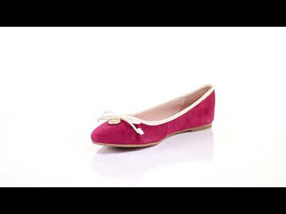 Bow suede ballerina (Magenta)
