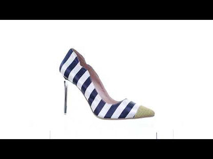 Chrome heel two tone pointed toe pumps (Green)