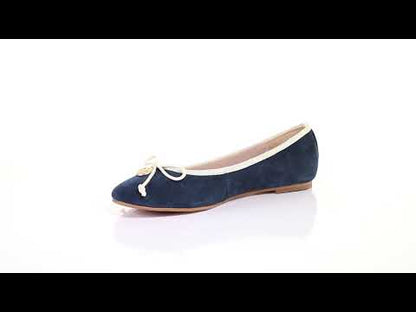 Bow suede ballerina (Navy)