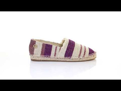 條紋圖案麻底鞋-紫色