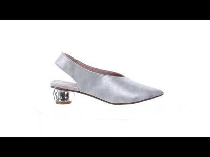 Clear heel suede pointed toe pumps (Silver)