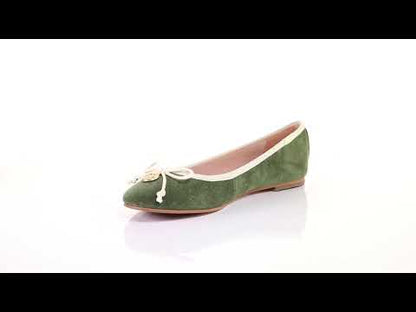 Bow suede ballerina (Green)