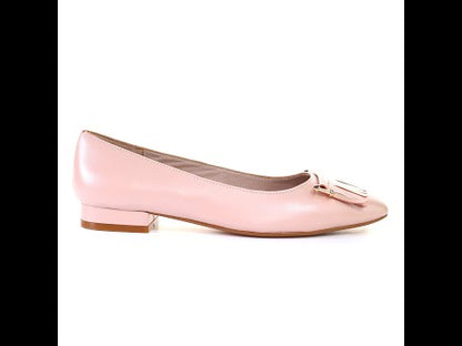 Tassel Leather Square Toe Ballerina (Pink)