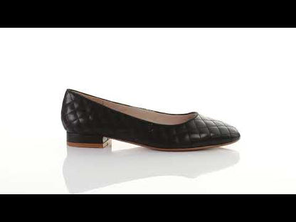 Classic Leather Square Toe Ballerina - (Black)